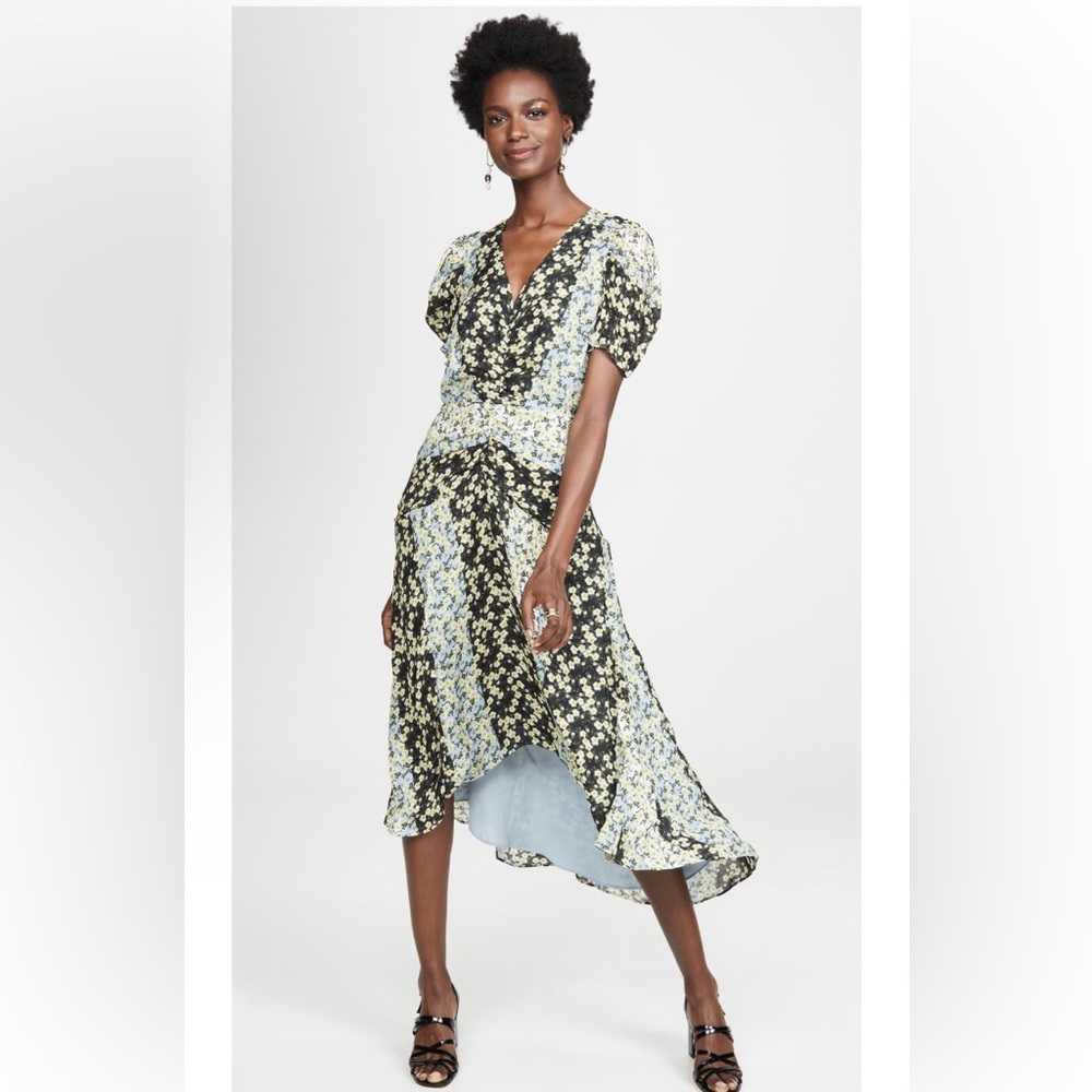 PARKER
Shelley Floral Silk-Blend High-Low asymmetrical v-neck Dress